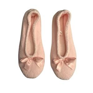 ISOTONER Ballet Slippers Soft Elastic Pink Terrycloth Non-Skid Medium